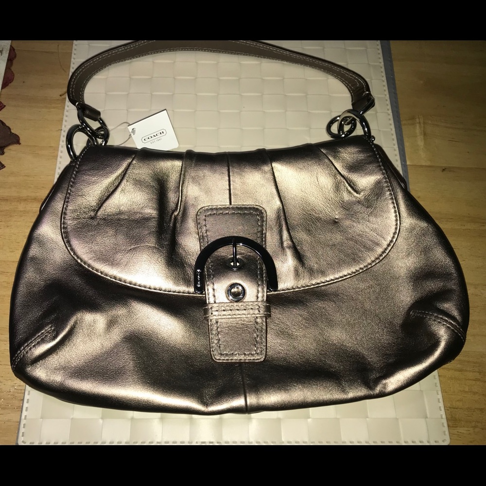 Coach purse: Bronze! soho leather flap